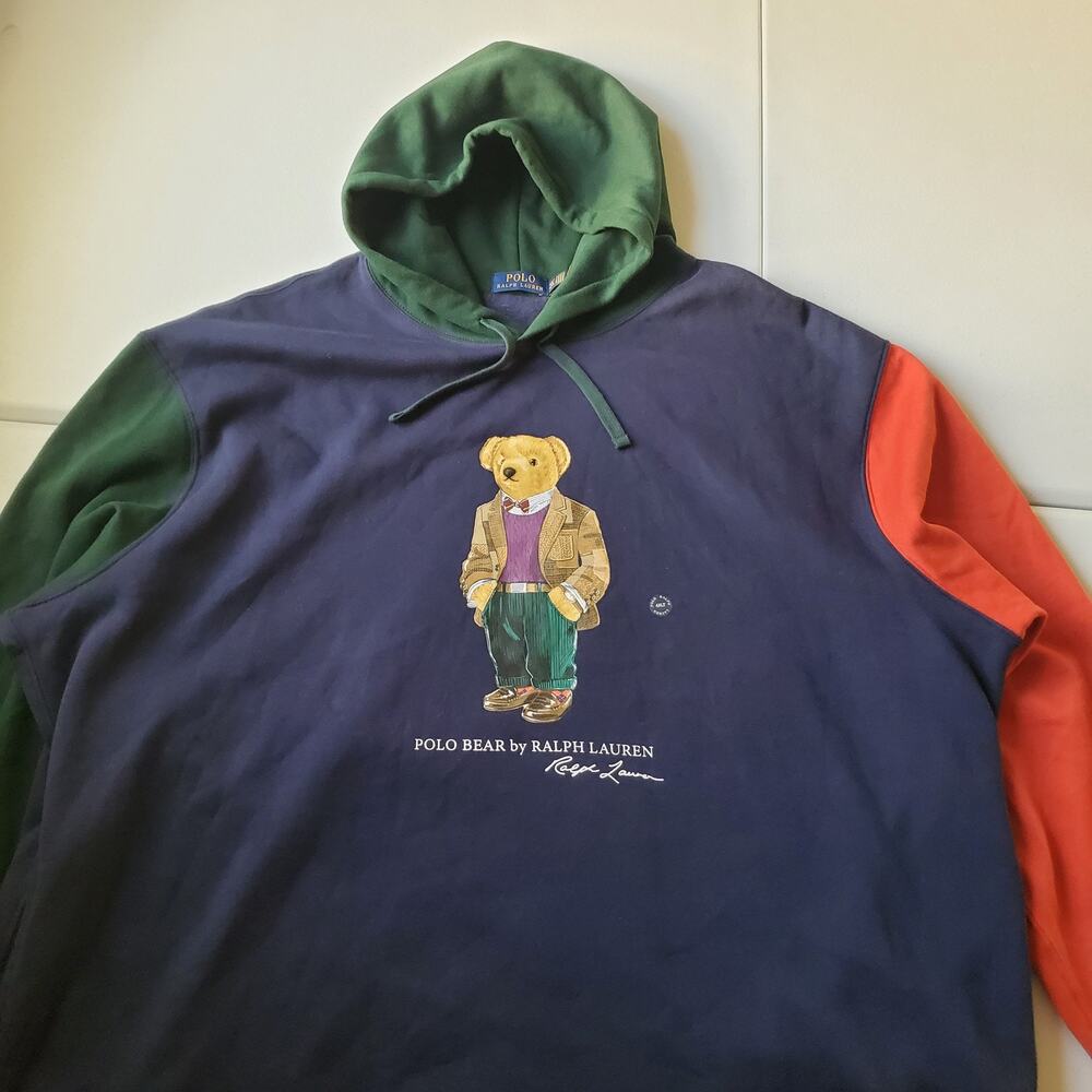 Polo Ralph Lauren Hoodie Mens 4XLT Multicolor Polo Bear Fleece Pullover